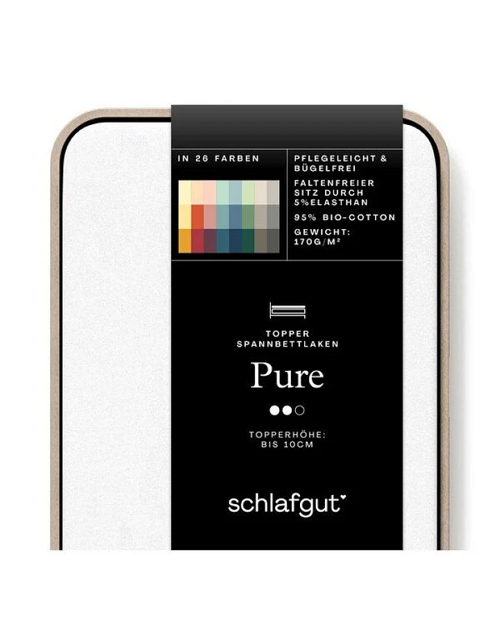 Schlafgut Topper Spannbettlaken Pure - 95% Biobaumwolle, 5% Elasthan - Matratzenhöhe bis 10cm