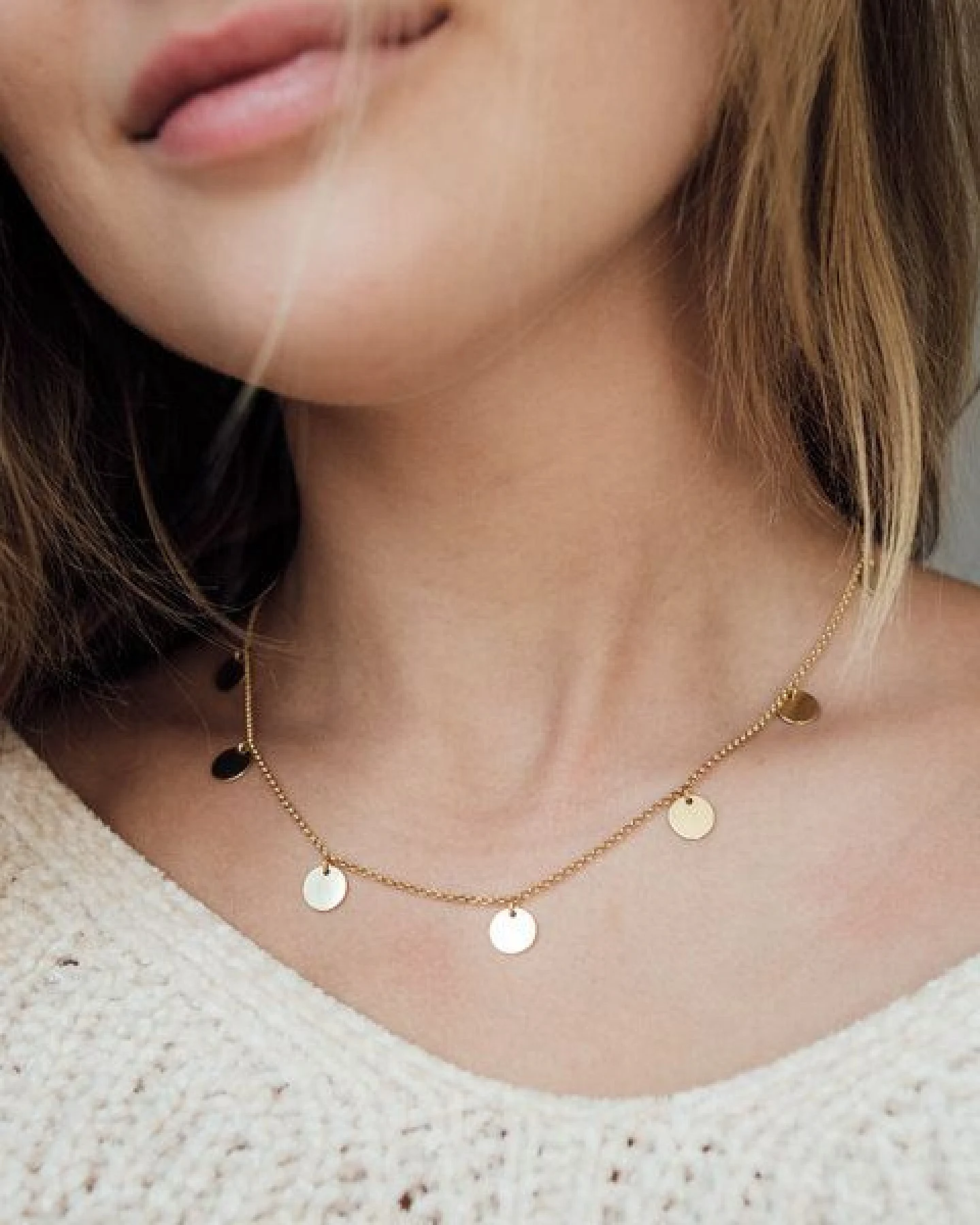 MOANINA Kette Glow Mini Coins - 925 Silber/18k Gold Vermeil – Ansicht 2