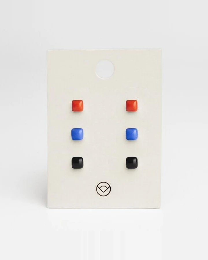 ALEXASCHA 3er Set Ohrringe bunt • Geometrische Ohrstecker aus Glas