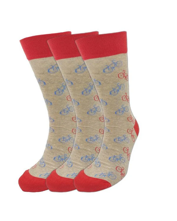 BLS Organic 3er PACK GOTS zertifiziert 98 % Bio Baumwolle Socken mit "Fahrrad Print"