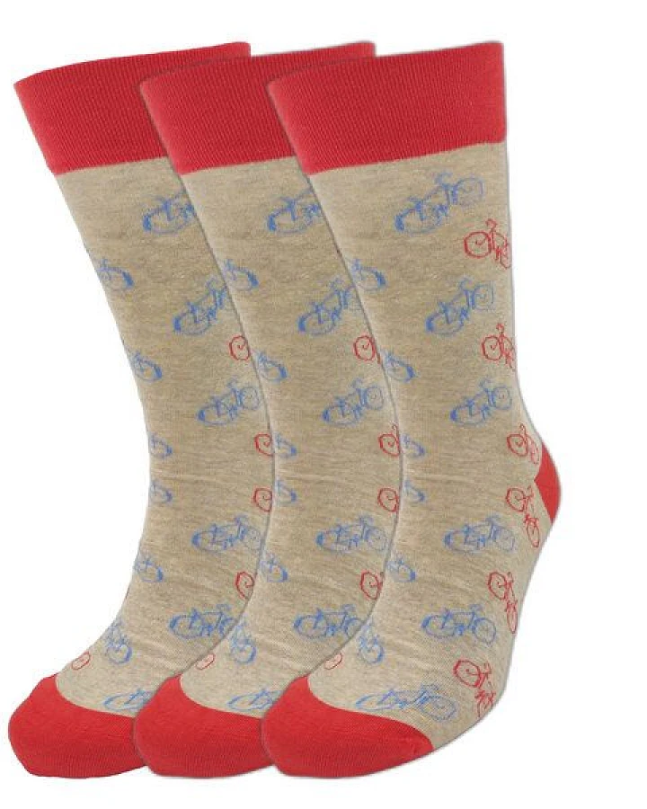BLS Organic 3er PACK GOTS zertifiziert 98 % Bio Baumwolle Socken mit "Fahrrad Print"