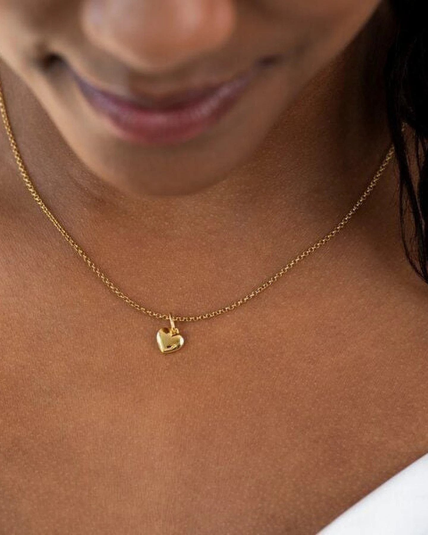 MOANINA Kette Mini Herz - 925 Silber/18k Gold Vermeil - 3 Längen – Ansicht 2