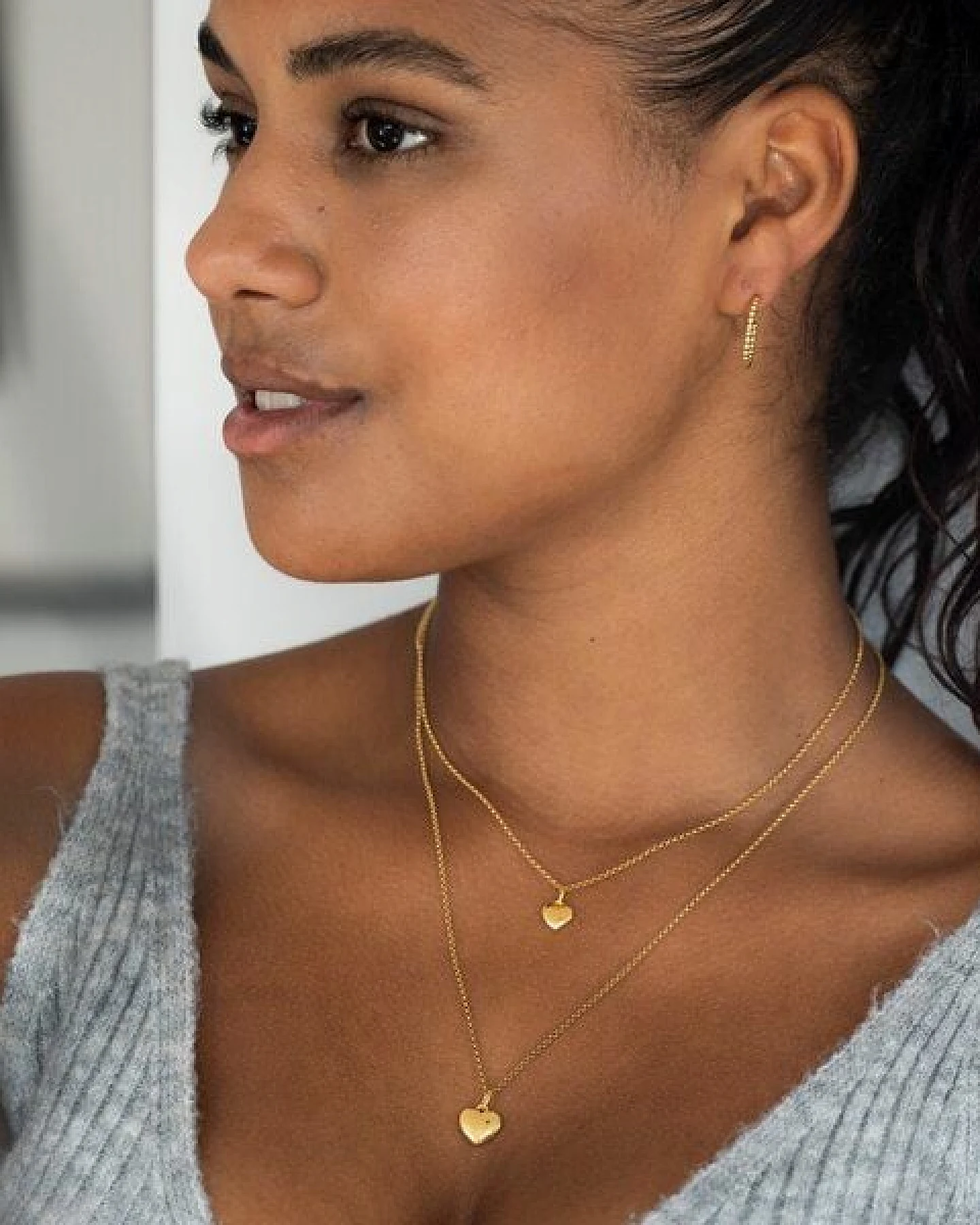 MOANINA Kette Mini Herz - 925 Silber/18k Gold Vermeil - 3 Längen – Ansicht 4