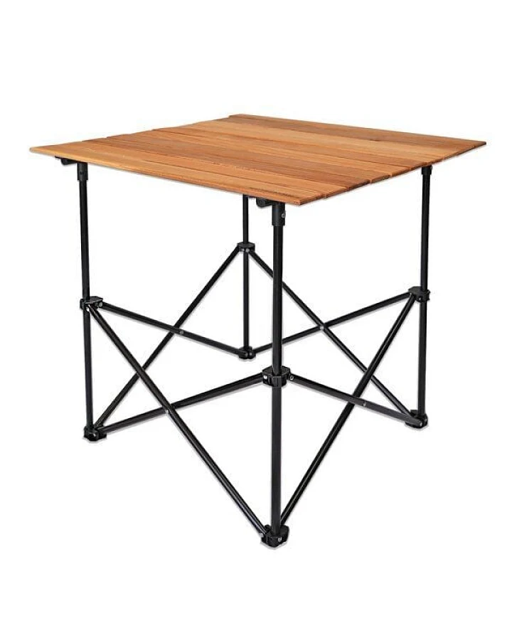 NATUREHOME Klapptisch Campingtisch Buchenholz Metallgestell mit Transport-Tasche