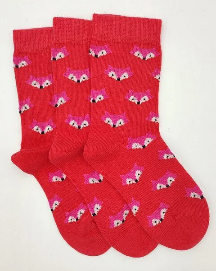 BLS Organic 3er Pack GOTS zertifizierte 98 % Bio Baumwolle Socken mit Fuchs Design