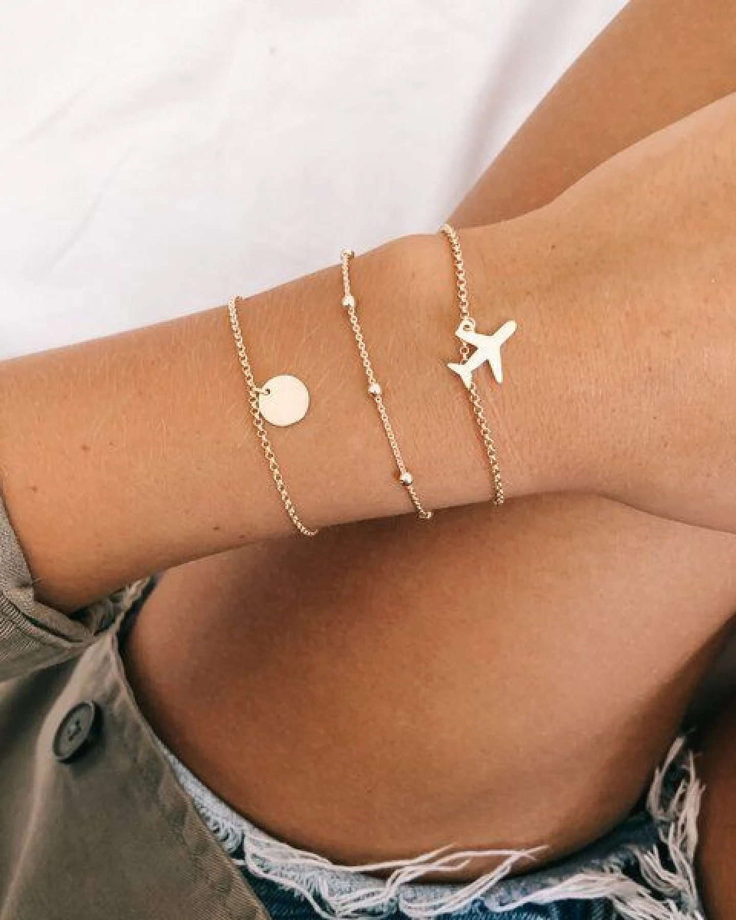 MOANINA Armband Flugzeug - 925 Silber/18k Gold Vermeil – Ansicht 3