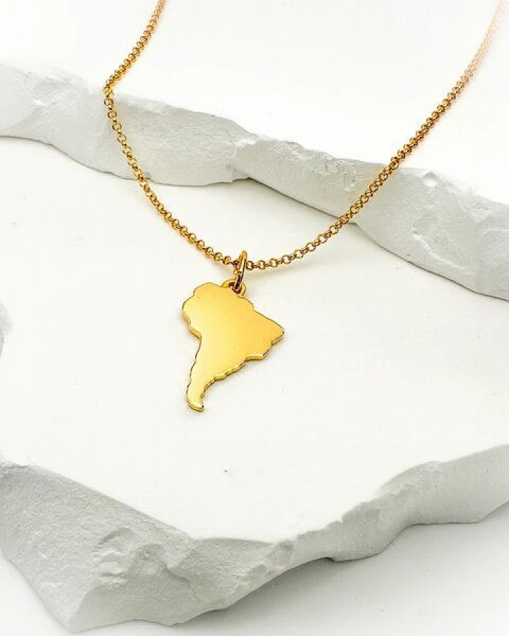MOANINA Kette Südamerika Kontinent - 925 Silber/18k Gold Vermeil - 3 Längen
