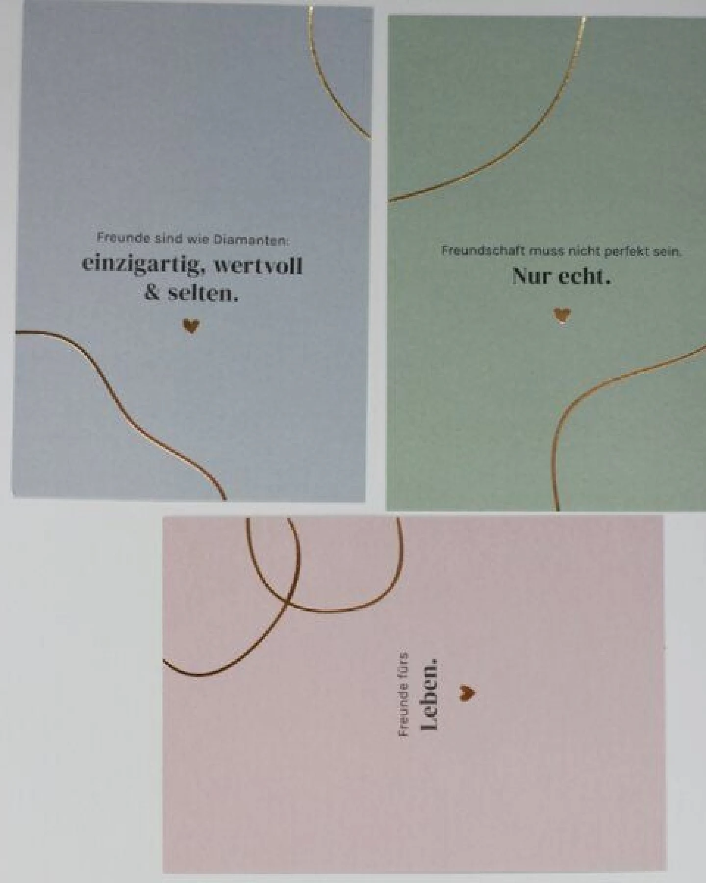 Fines Papeterie 3er Postkarten Set FRIENDS mit Sprüchen über Freundschaft * Naturpapier – Ansicht 2