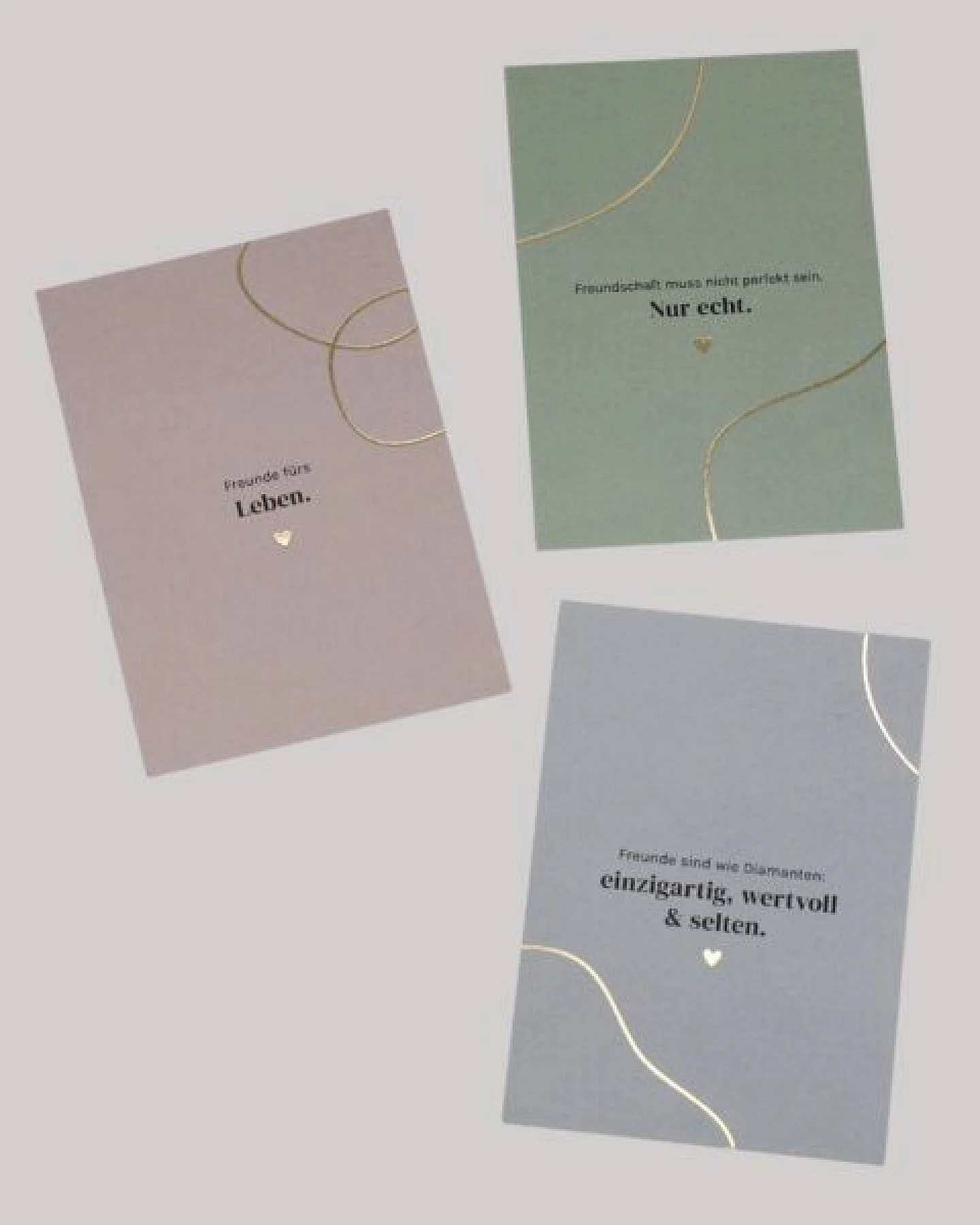 Fines Papeterie 3er Postkarten Set FRIENDS mit Sprüchen über Freundschaft * Naturpapier – Ansicht 4