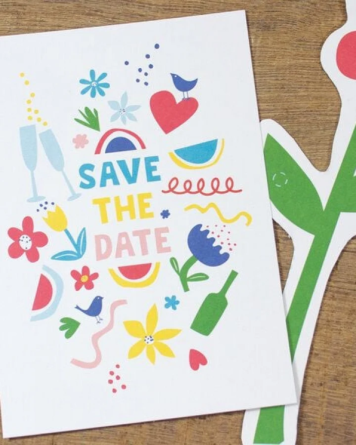 Bow & Hummingbird Postkarte Save the date