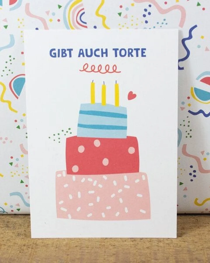Bow & Hummingbird Postkarte Gibt auch Torte