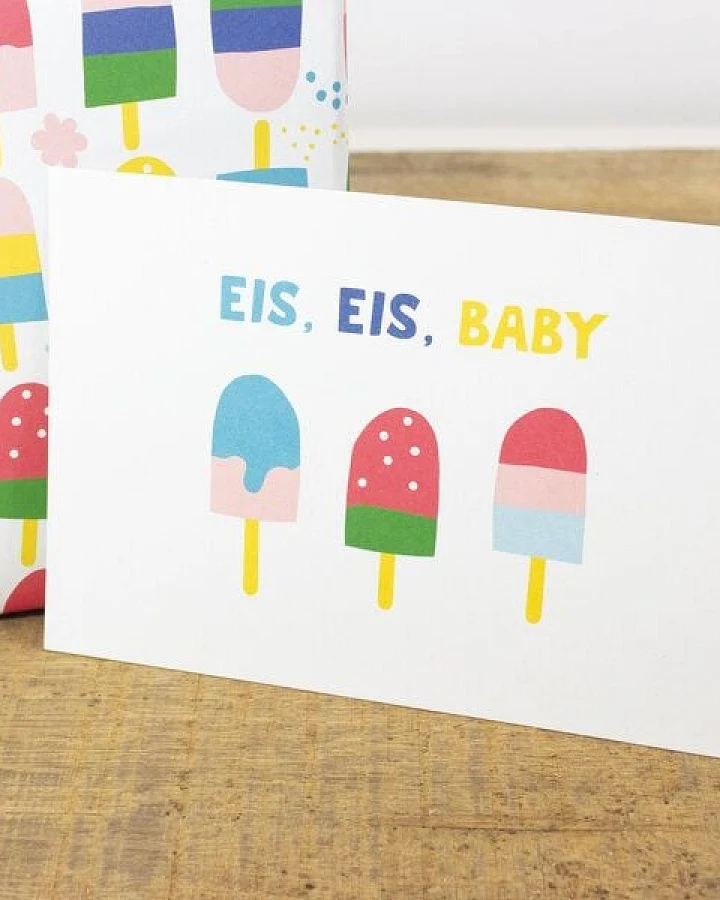 Bow & Hummingbird Postkarte Eis, Eis, Baby