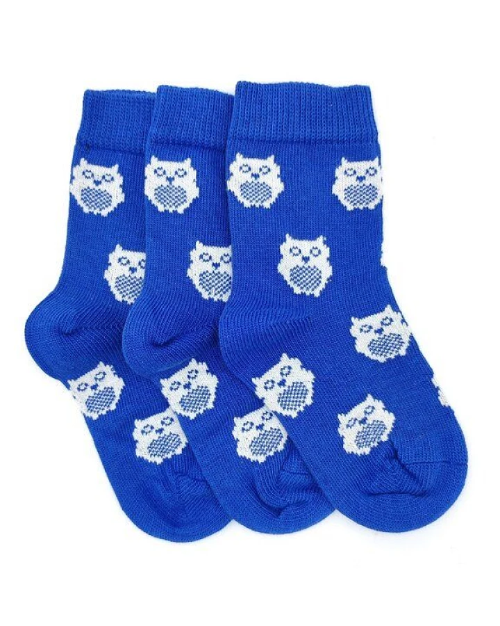 BLS Organic 3er Pack GOTS zertifizierte 98 % Bio Baumwolle Socken mit Eule Design