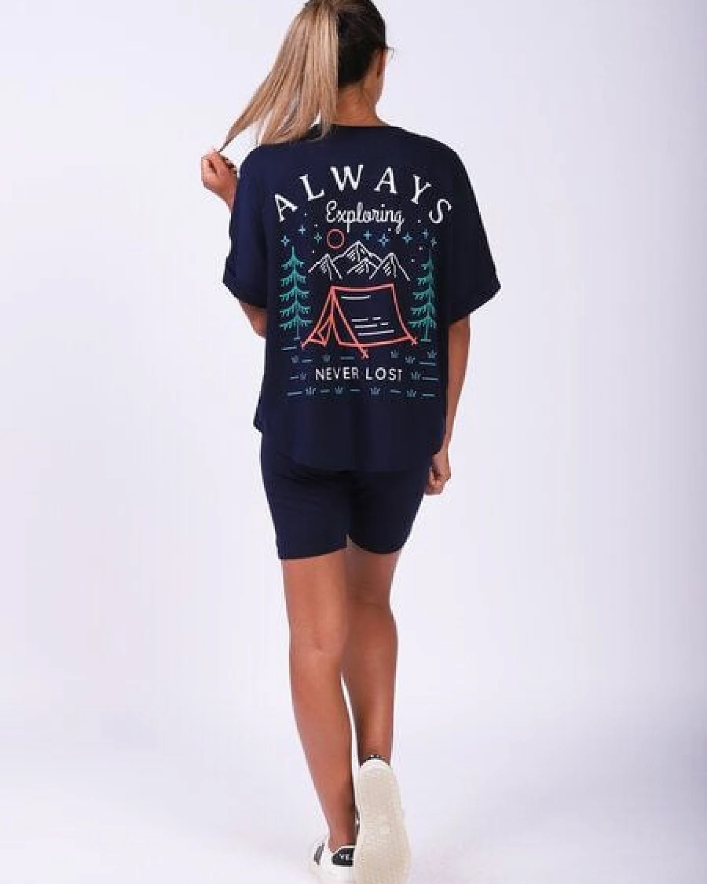 watapparel Oversize T-Shirt Frauen Always exploring never lost – Ansicht 3