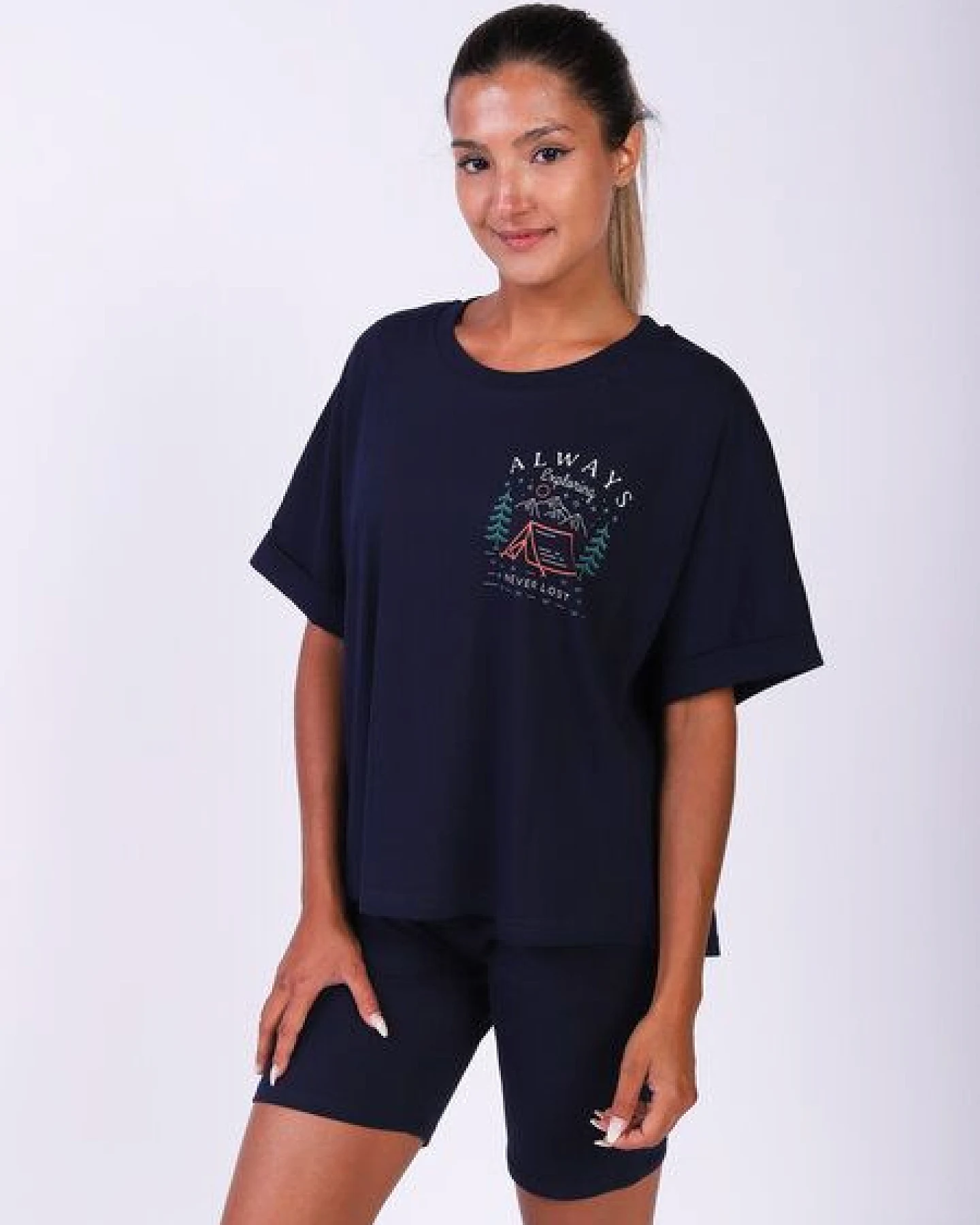 watapparel Oversize T-Shirt Frauen Always exploring never lost – Ansicht 2