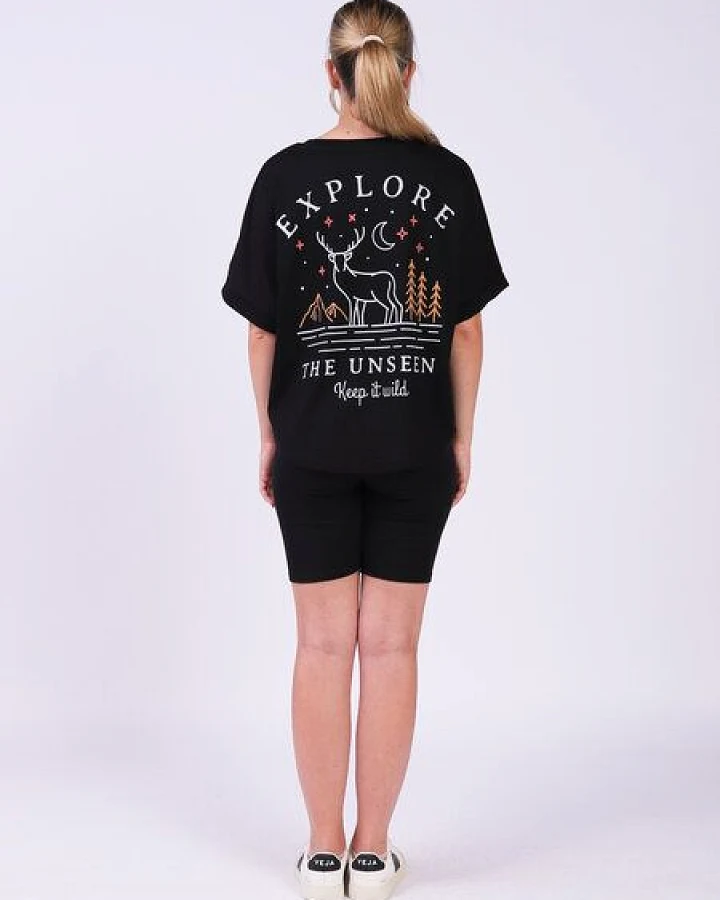 watapparel Oversize T-Shirt Frauen Explore the unseen, keep wild