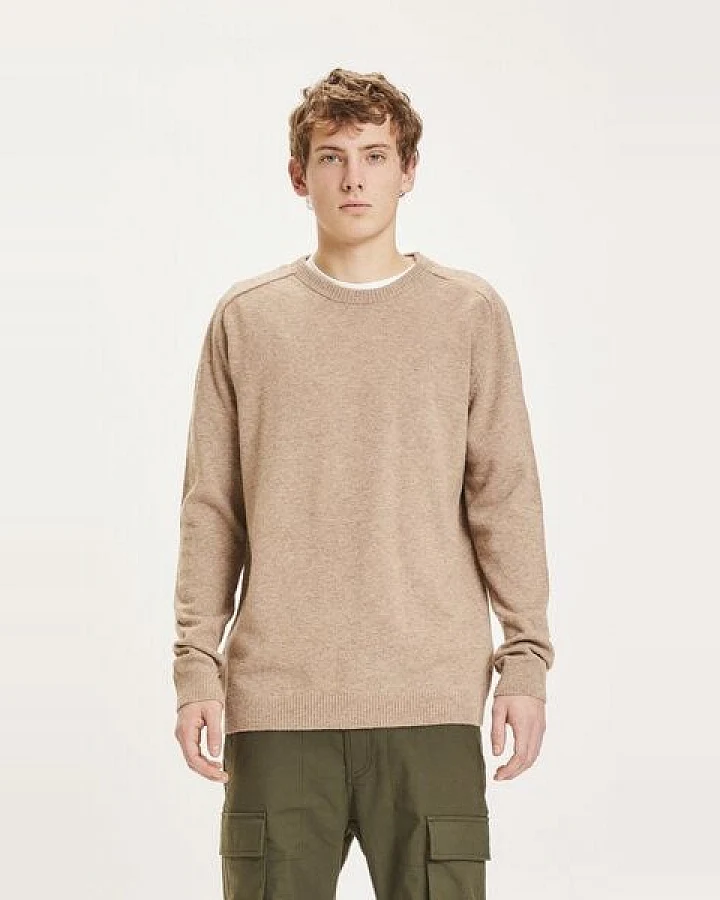 KnowledgeCotton Apparel Strickpullover - Basic O-Neck Knit - aus Bio-Wolle
