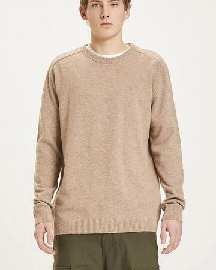 KnowledgeCotton Apparel Strickpullover - Basic O-Neck Knit - aus Bio-Wolle