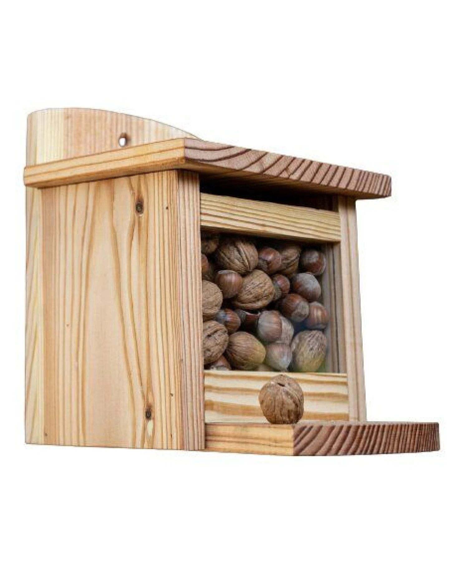 ReineNatur Eichhörnchen Futterhaus – Futterkasten – Lärchenholz-Gr.L:25 cmxB:18cmxH:25 cm – Ansicht 2