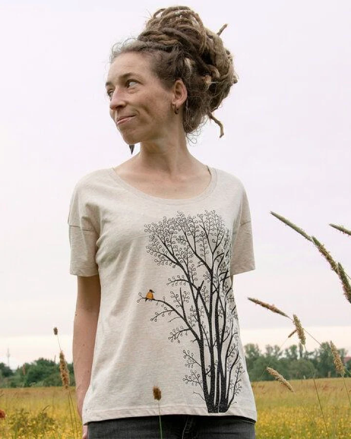 Cmig Damen T-Shirt Erle mit Elster in heather rainbow