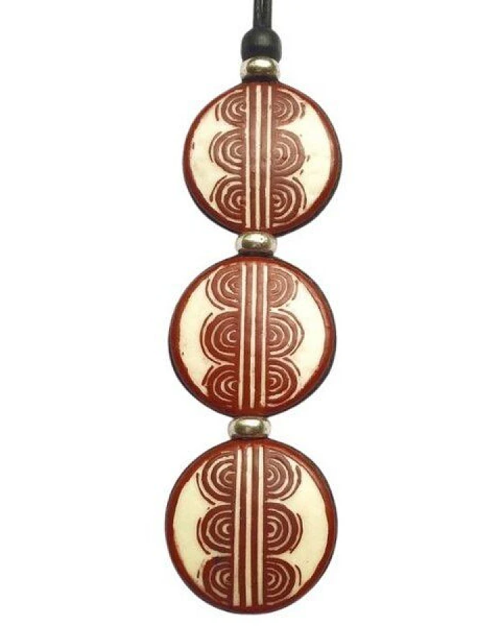 Mambu Design 2in1 Ethno Halskette - Boho - Straußeneischmuck