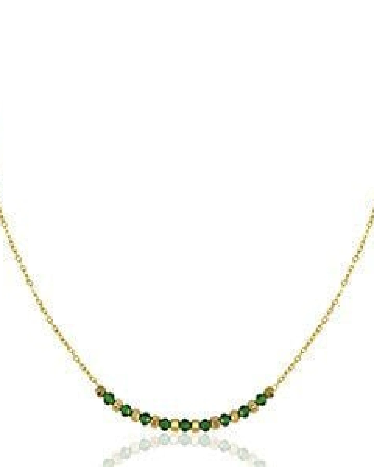 Feine Kette mit Perlen in Emerald Green mit Perlen in ca. 45 cm x 1,6 mm (inkl. 5 cm Verlängerungskette) von Elektropulli – Ansicht 3