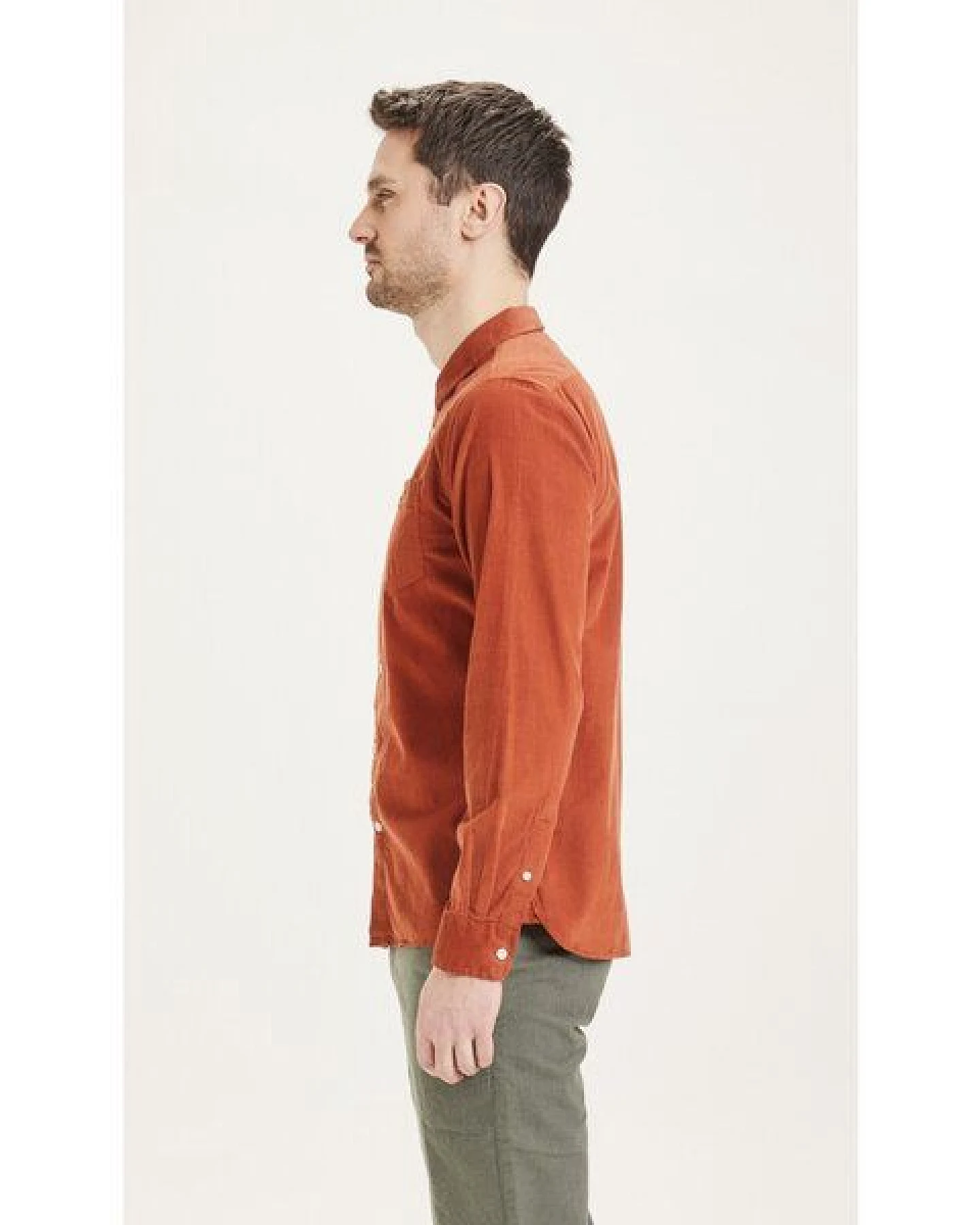 KnowledgeCotton Apparel Cord Hemd - Baby cord custom fit shirt - aus Bio-Baumwolle – Ansicht 3