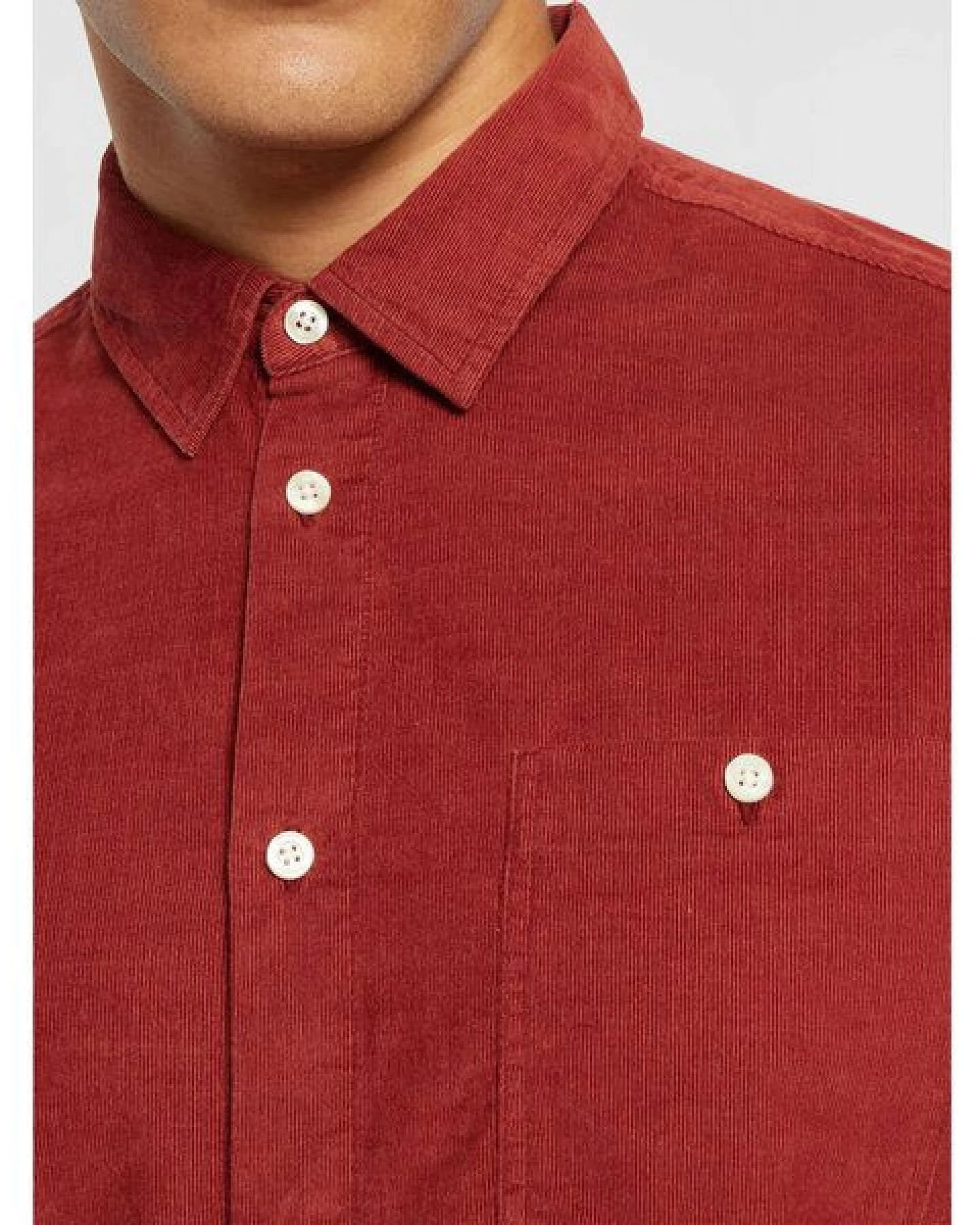 KnowledgeCotton Apparel Cord Hemd - Baby cord custom fit shirt - aus Bio-Baumwolle – Ansicht 4