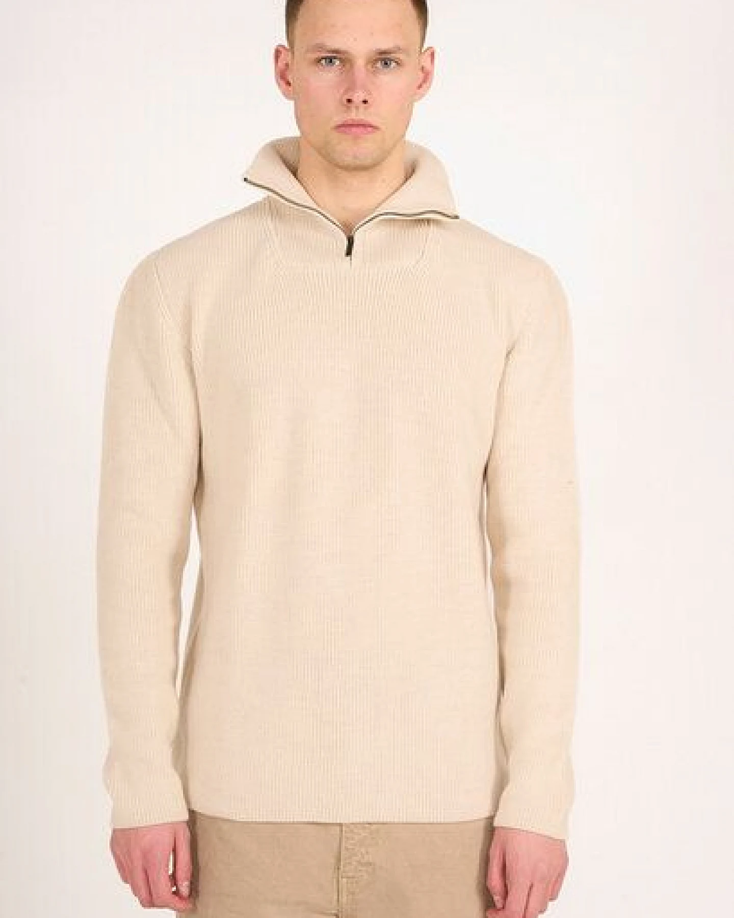 KnowledgeCotton Apparel Troyer - 1/2 neck zip merino wool rib knit - aus Bio-Wolle – Ansicht 2