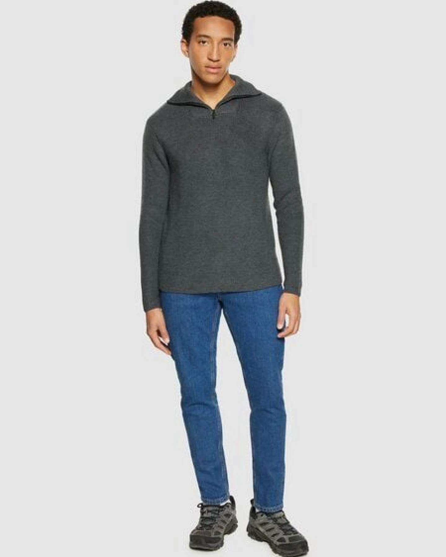 KnowledgeCotton Apparel Troyer - 1/2 neck zip merino wool rib knit - aus Bio-Wolle – Ansicht 3
