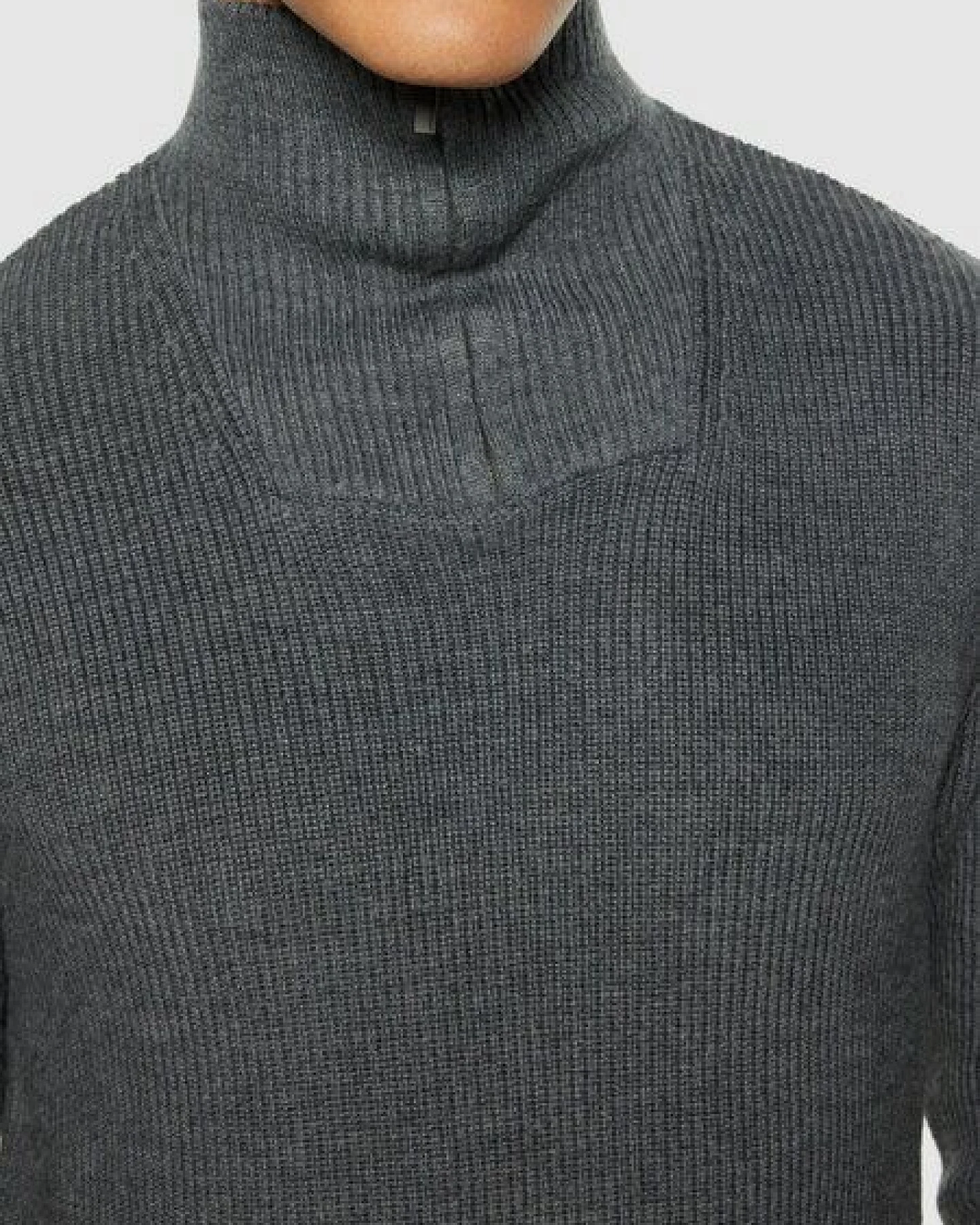 KnowledgeCotton Apparel Troyer - 1/2 neck zip merino wool rib knit - aus Bio-Wolle – Ansicht 4