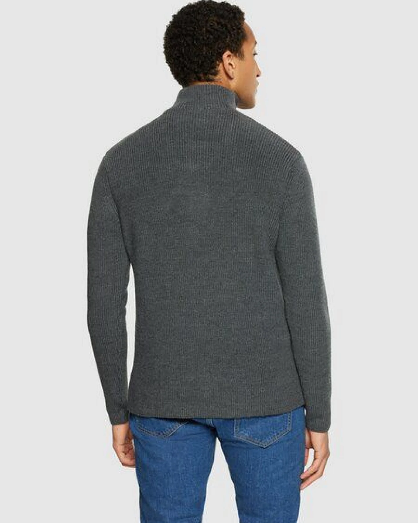 KnowledgeCotton Apparel Troyer - 1/2 neck zip merino wool rib knit - aus Bio-Wolle – Ansicht 2