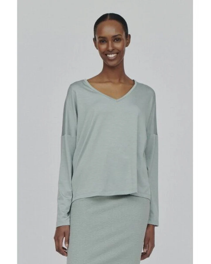 Basic Apparel Langarmshirt V-Neck JOLINE aus Tencel (Lyocell)