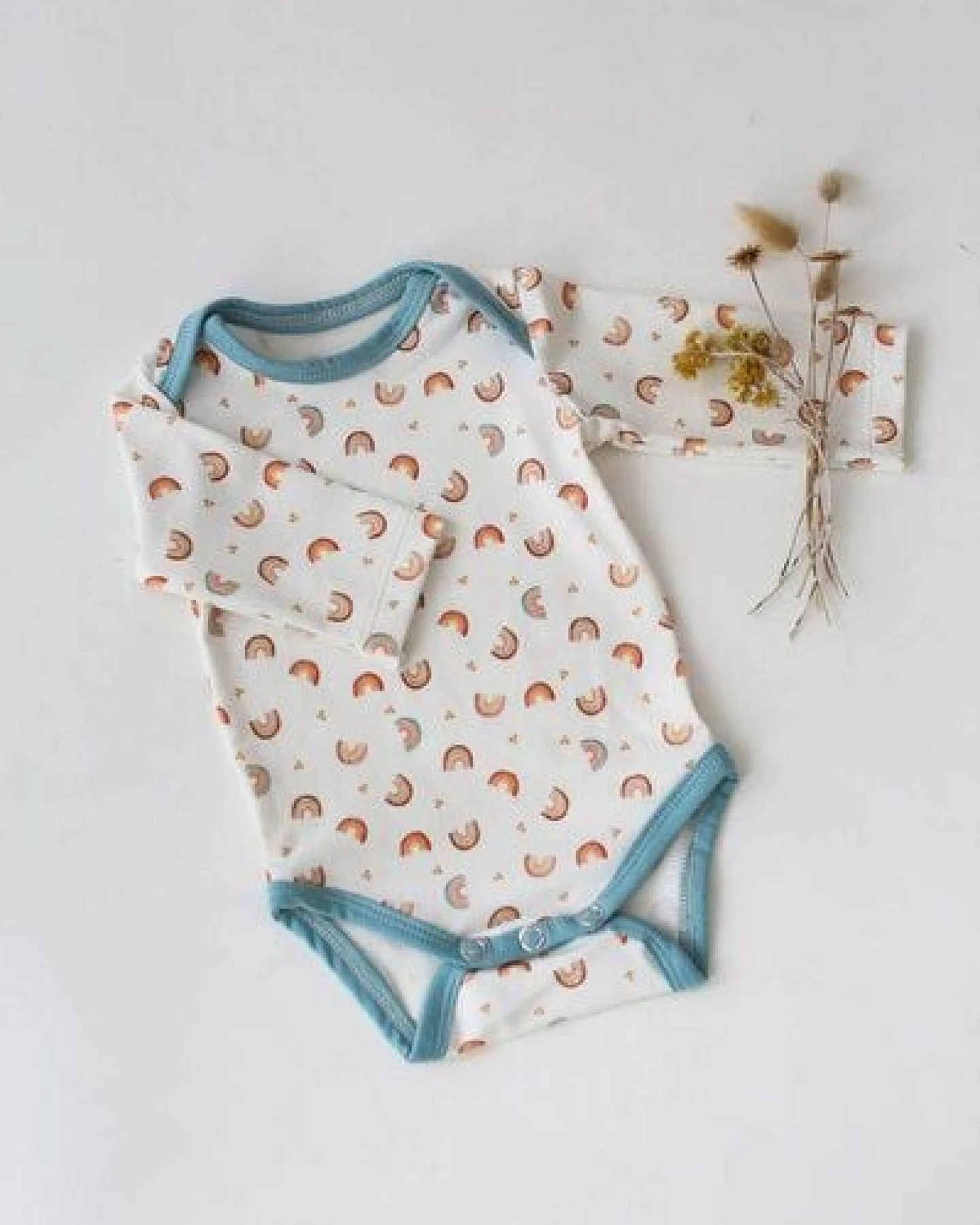 Langarm Baby Body *Regenbogen* Bio Baumwolle – Ansicht 4