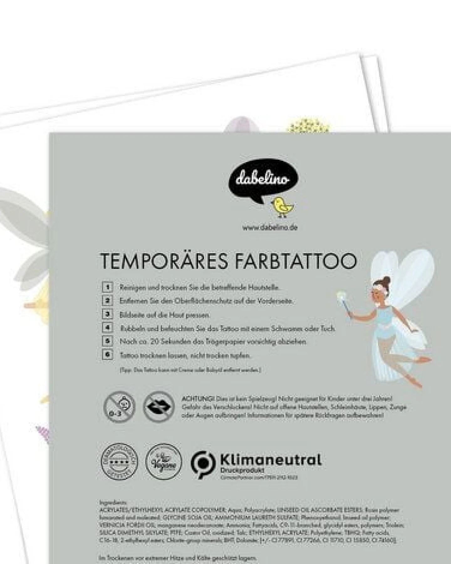 dabelino Kinder Feen Klebetattoos (plastikfrei, vegan, glutenfrei) – Ansicht 4