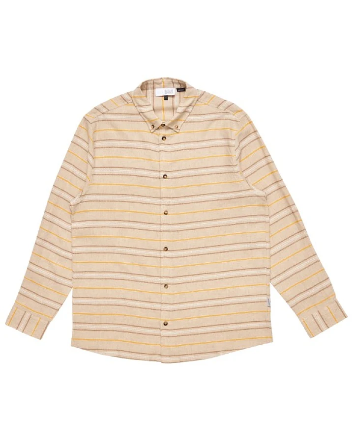 Mazine - Striped Linen-Mix Shirt - Hemd Gr S beige