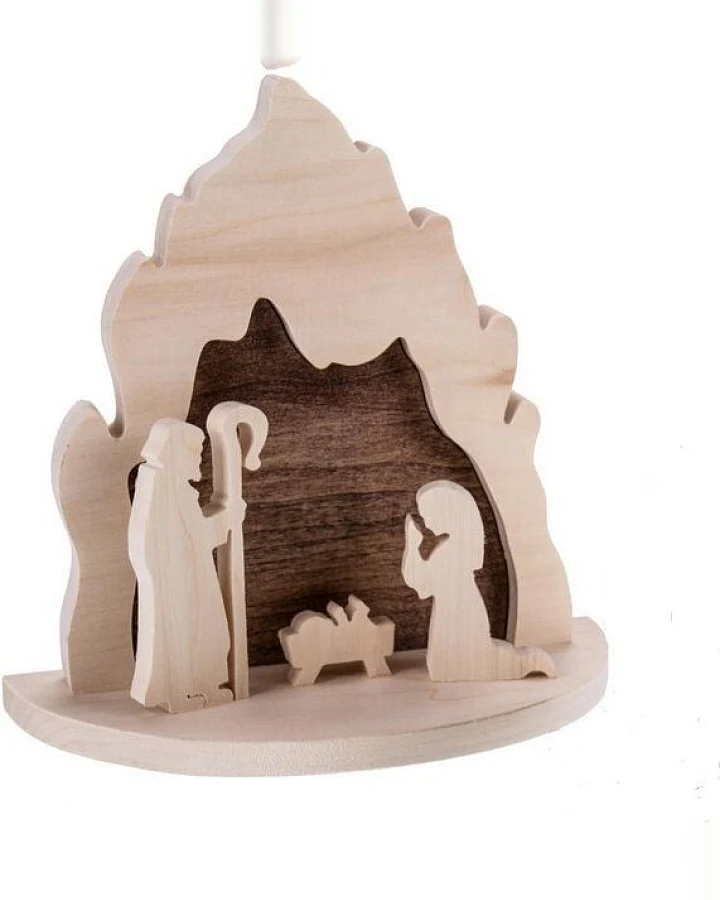 ReineNatur Weihnachtskrippe - Heilige Familie – Kiefer – Größe: L: 21cm x H: 21cm x T: 10cm
