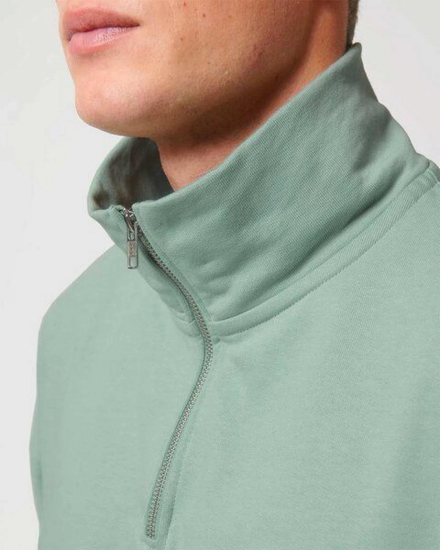 YTWOO Oversized Sweatshirt mit kurzem Reißverschluss aus reiner Bio-Baumwolle; Unisex Troyer – Ansicht 2