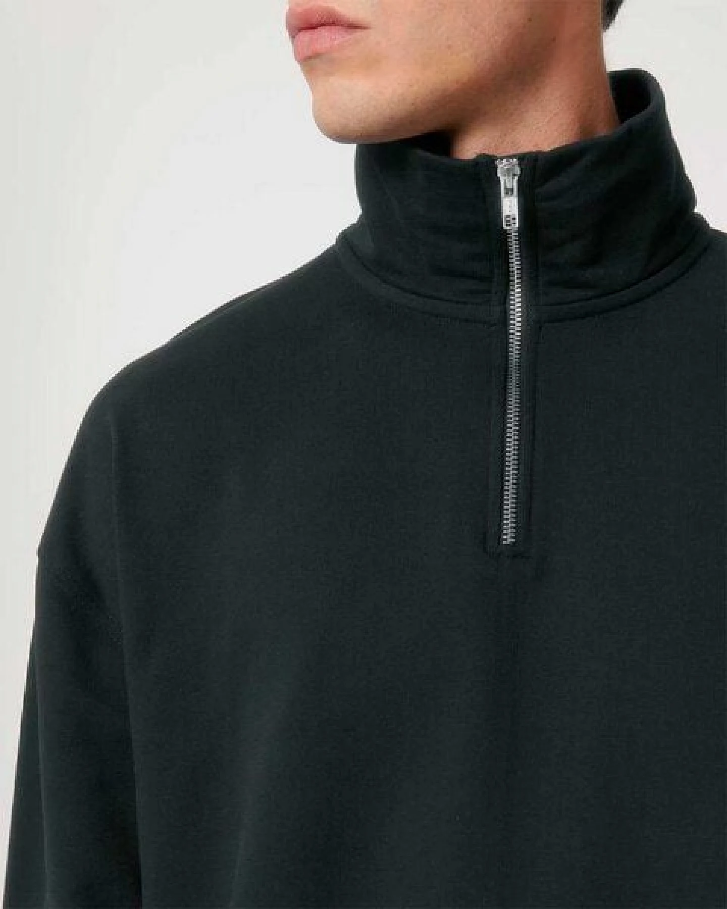YTWOO Oversized Sweatshirt mit kurzem Reißverschluss aus reiner Bio-Baumwolle; Unisex Troyer – Ansicht 4