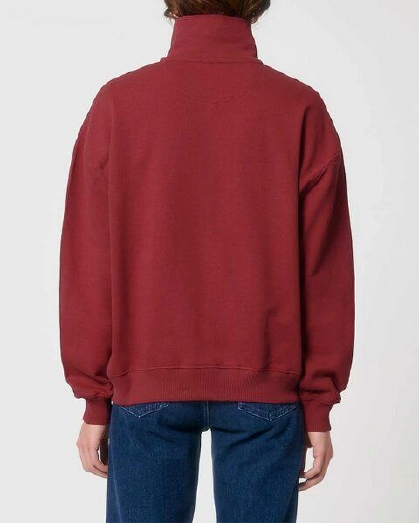 YTWOO Oversized Sweatshirt mit kurzem Reißverschluss aus reiner Bio-Baumwolle; Unisex Troyer – Ansicht 4