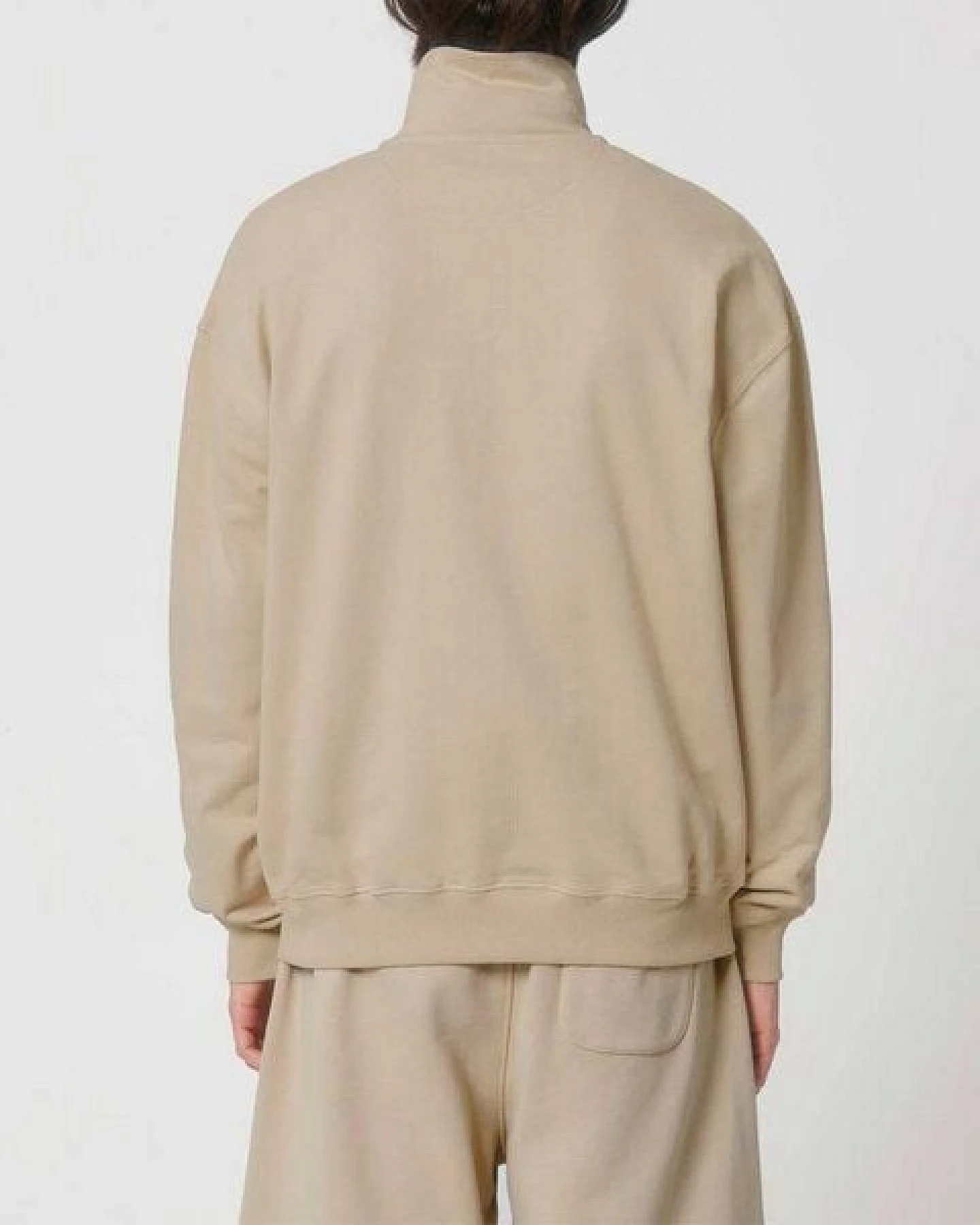 YTWOO Oversized Sweatshirt mit kurzem Reißverschluss aus reiner Bio-Baumwolle; Unisex Troyer – Ansicht 4