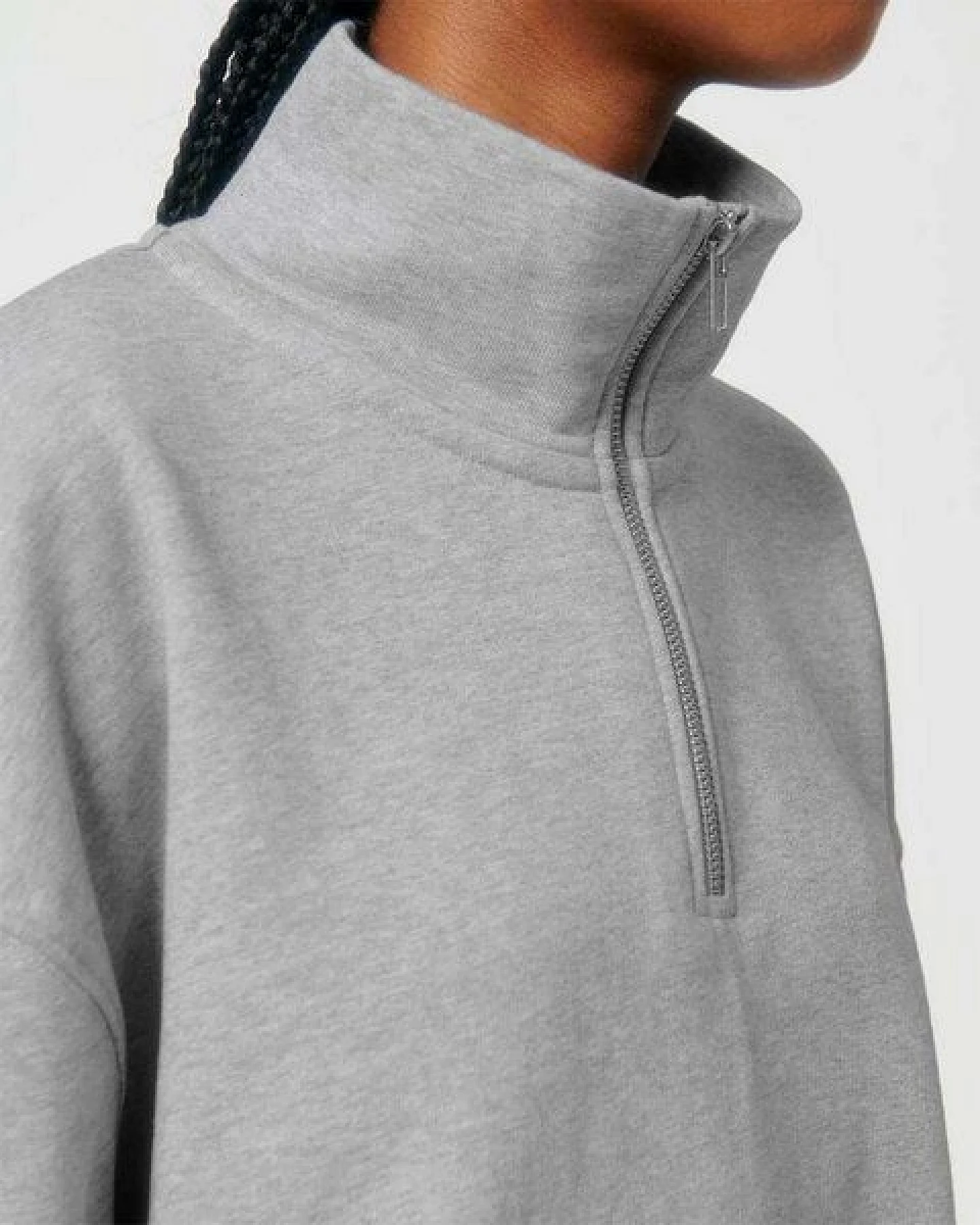 YTWOO Oversized Sweatshirt mit kurzem Reißverschluss aus reiner Bio-Baumwolle; Unisex Troyer – Ansicht 4