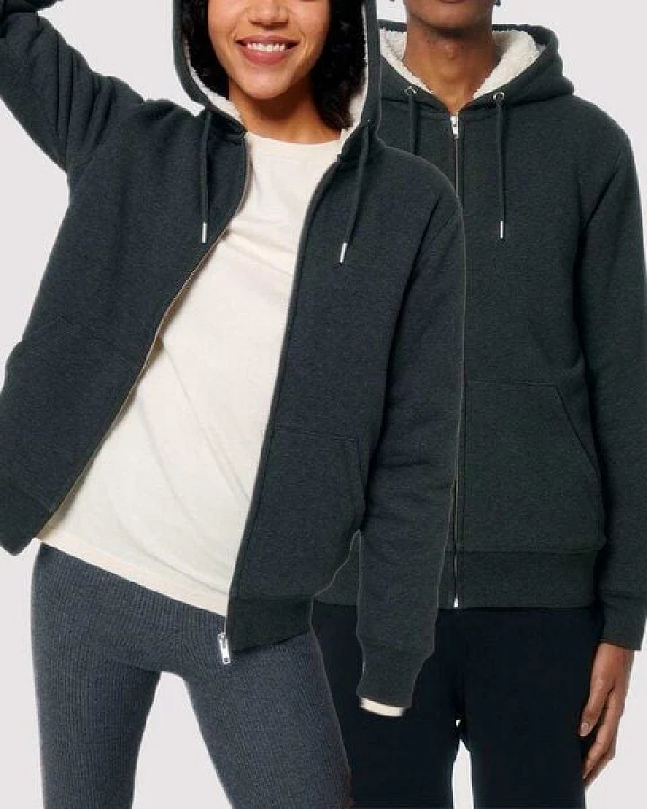 YTWOO Sherpa Hoodie, Unisex, Zip-through, nachhaltig, Bio-Baumwolle