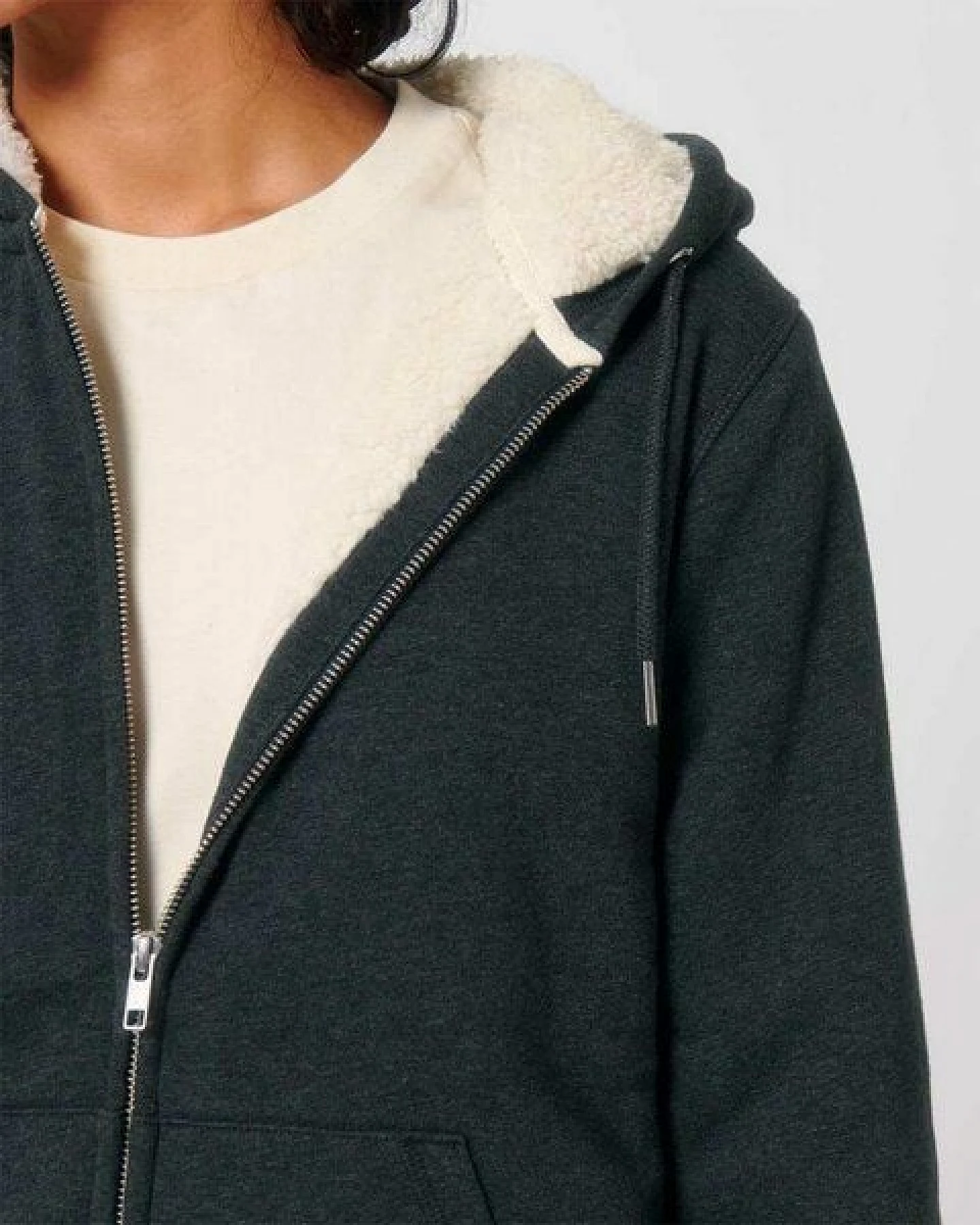YTWOO Sherpa Hoodie, Unisex, Zip-through, nachhaltig, Bio-Baumwolle – Ansicht 4