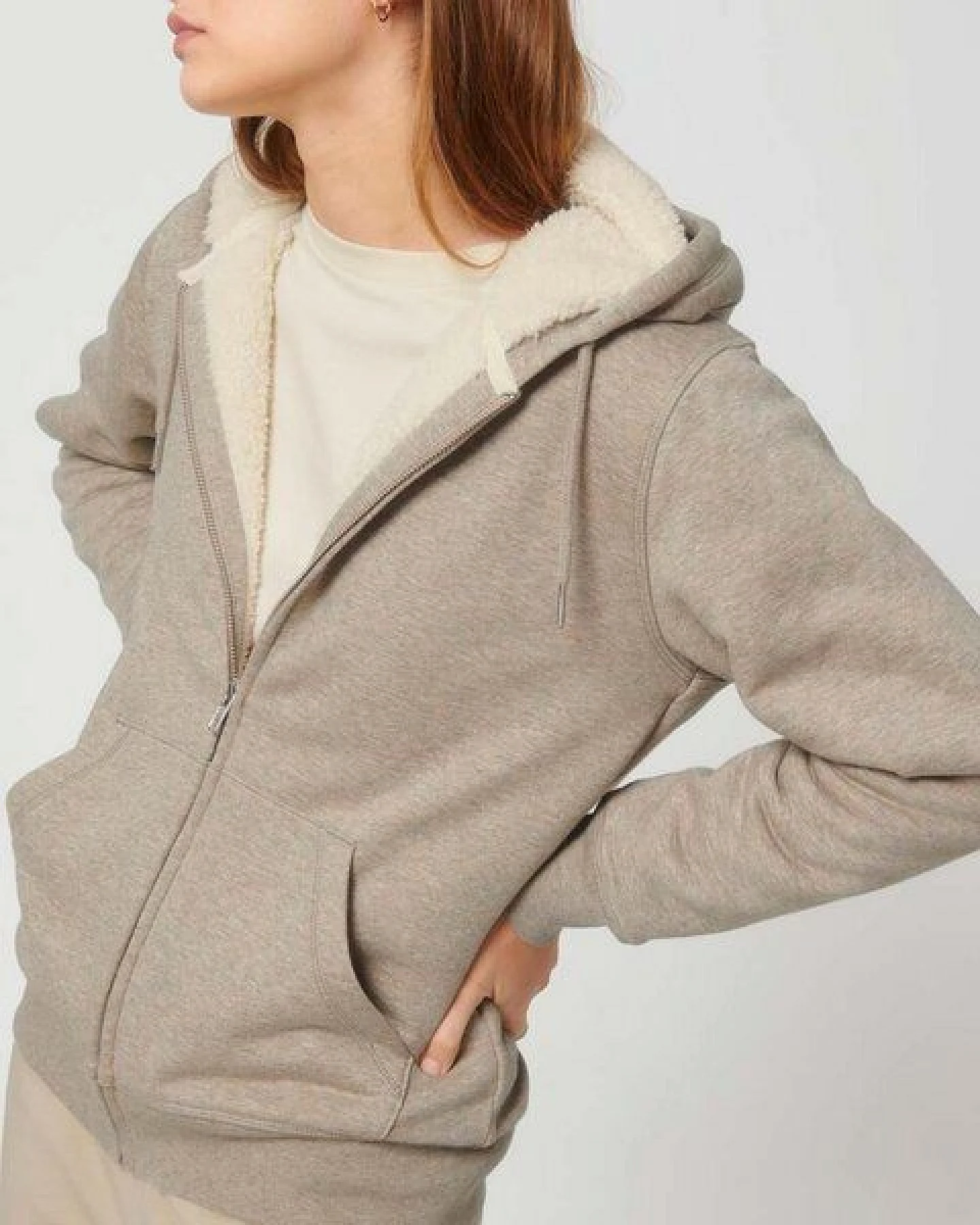 YTWOO Sherpa Hoodie, Unisex, Zip-through, nachhaltig, Bio-Baumwolle – Ansicht 3