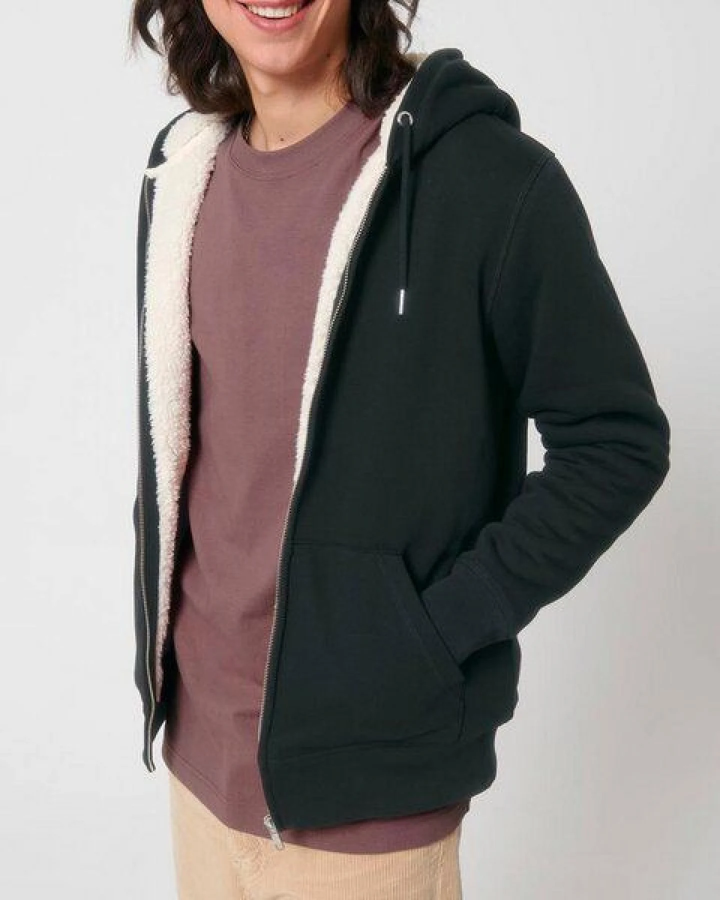 YTWOO Sherpa Hoodie, Unisex, Zip-through, nachhaltig, Bio-Baumwolle – Ansicht 2