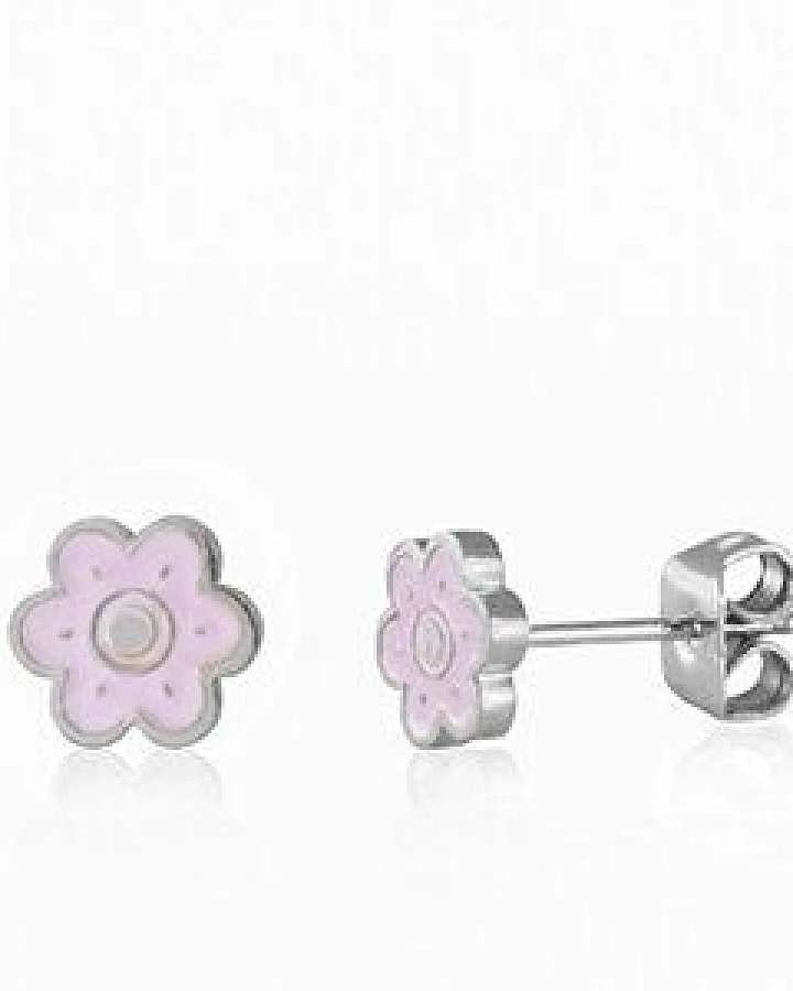 Lila Flower Power Blumen Ohrstecker in 7mm x 6mm von Elektropulli