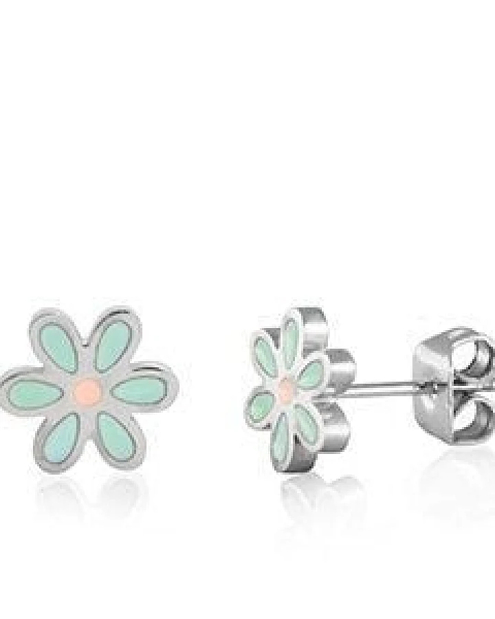 Türkise Flower Power Blumen Ohrstecker in 8mm x 7mm von Elektropulli