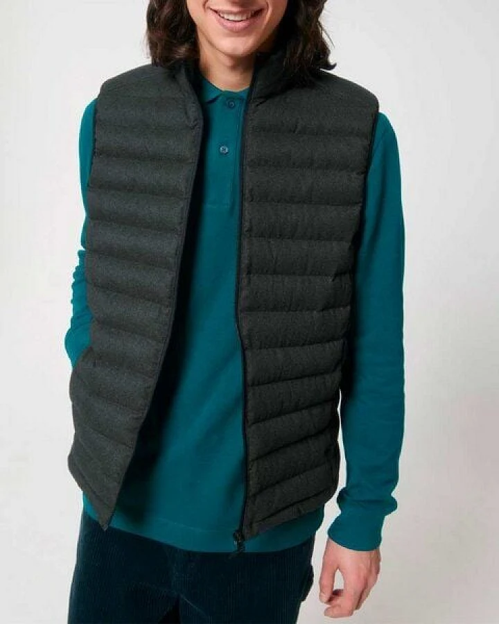 YTWOO Herren Steppweste im Woll-Look aus komplett recycelten Materialien