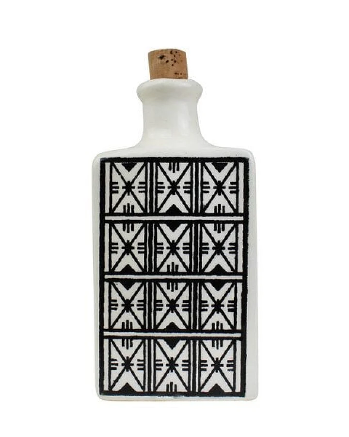 Mitienda Shop Ölflasche Keramik Ara weiß/schwarz aus Tunesien